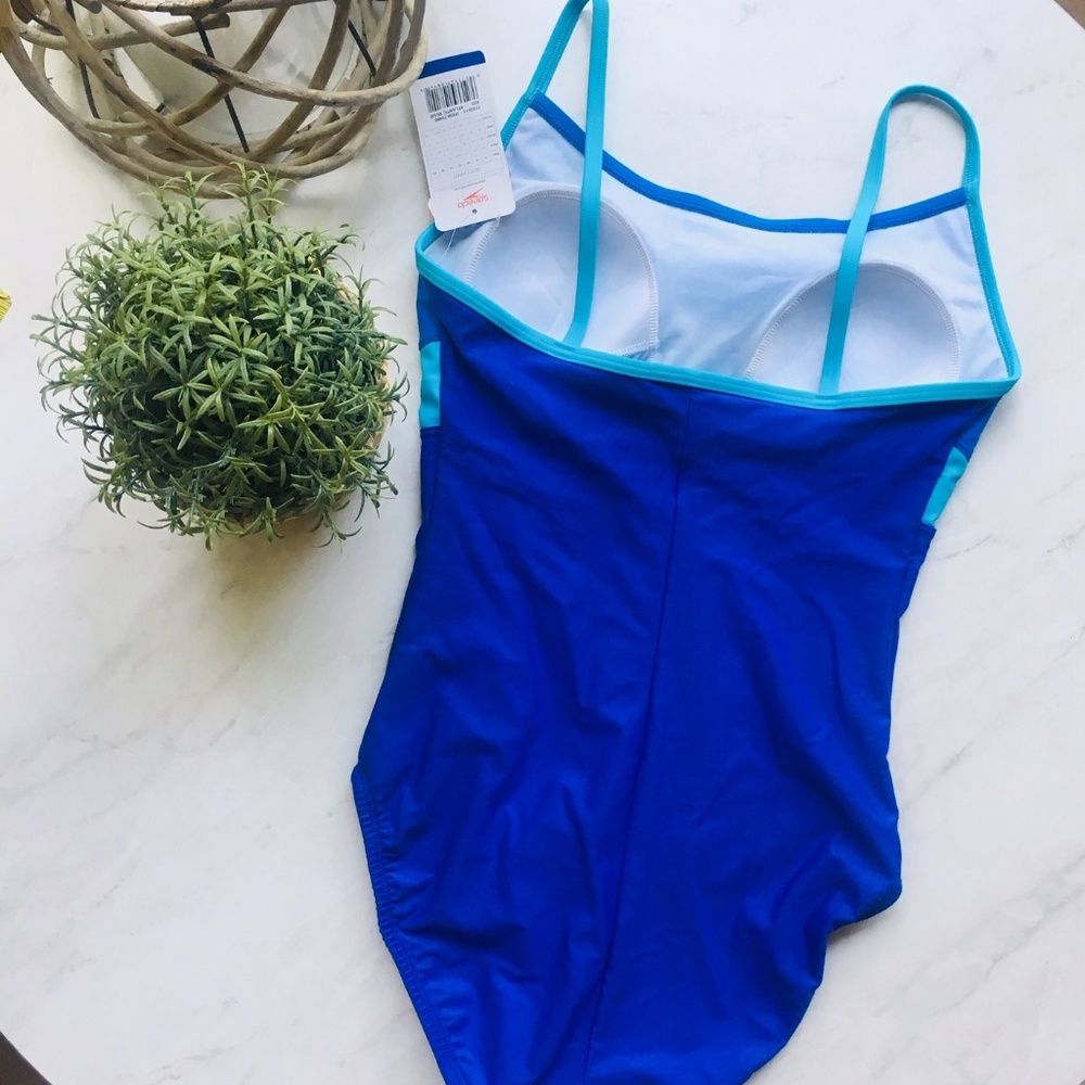 SPEEDO One Piece Colorblock Swimsuit Blue NWT NEW - Picture 5 of 6